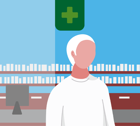 Patient leaving pharmacy
